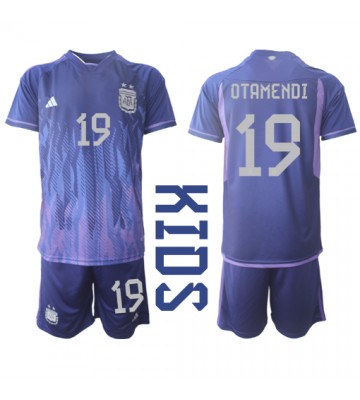 Argentyna Nicolas Otamendi #19 Koszulka Wyjazdowych Dziecięca MŚ 2022 Krótki Rękaw (+ Krótkie spodenki)